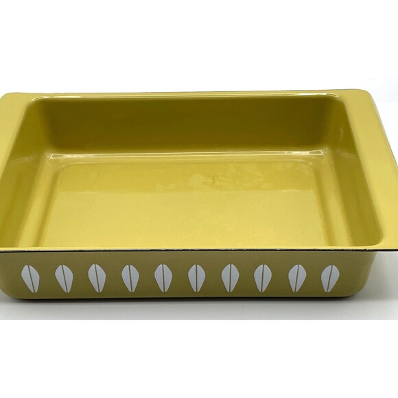 Cathrineholm Enamel Baking Pan Avocado Green White Lotus 14" x 9" Lasagna Pan - Picture 6 of 8